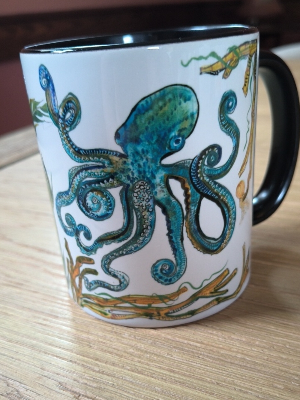 Clay Born Pottery Octopus Jellyfish Hybrid Ceramic Coffee Mug Black 11oz